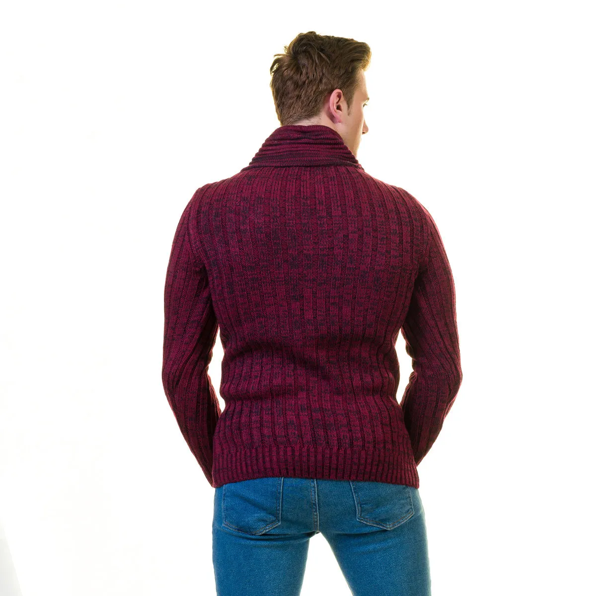 Maroon Hoodie European Wool Luxury Zippered With Sweater Jacket Warm Winter Tailor Fit