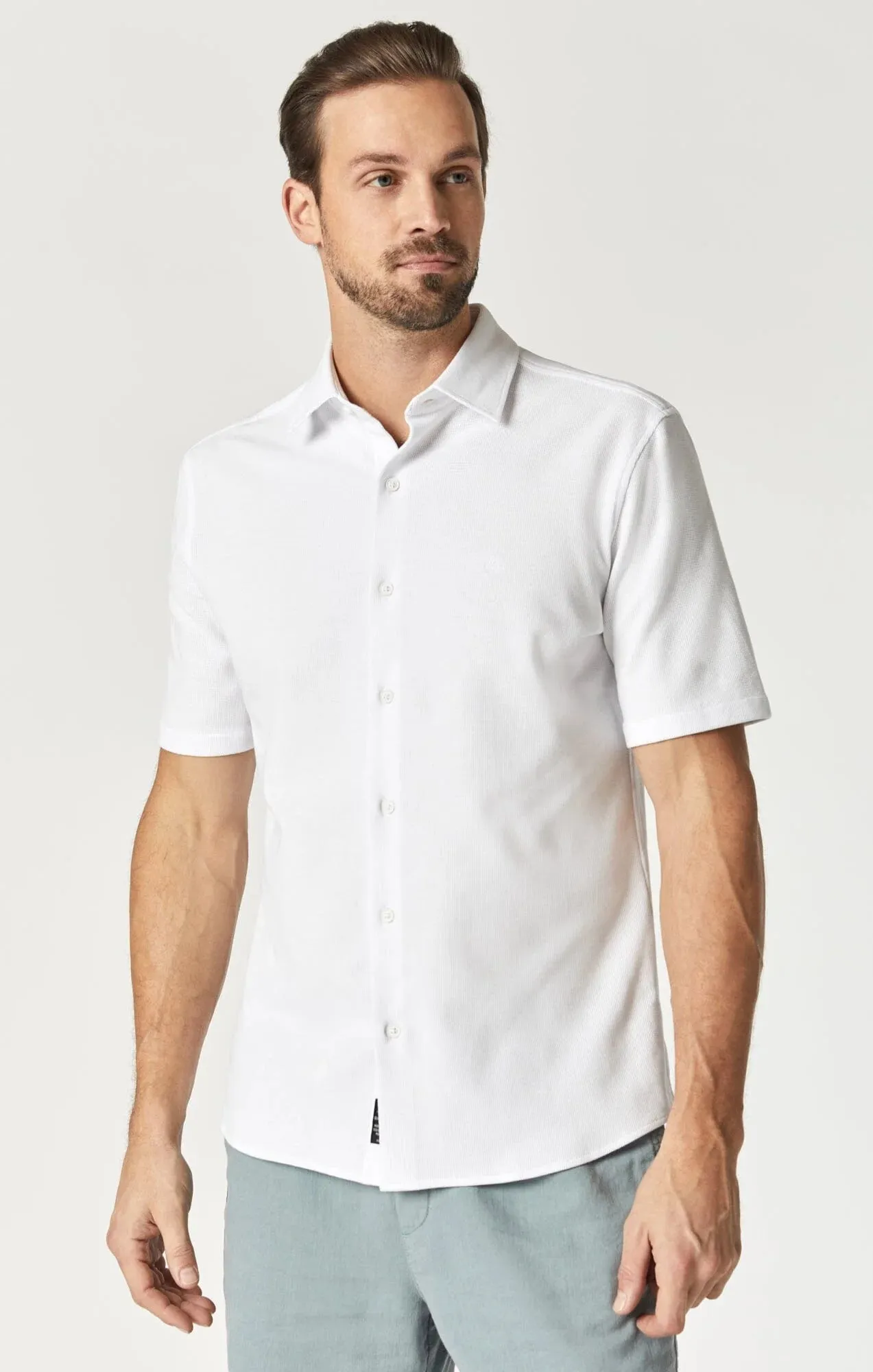 MAVI: Short Sleeve Waffle Button-Down Shirt
