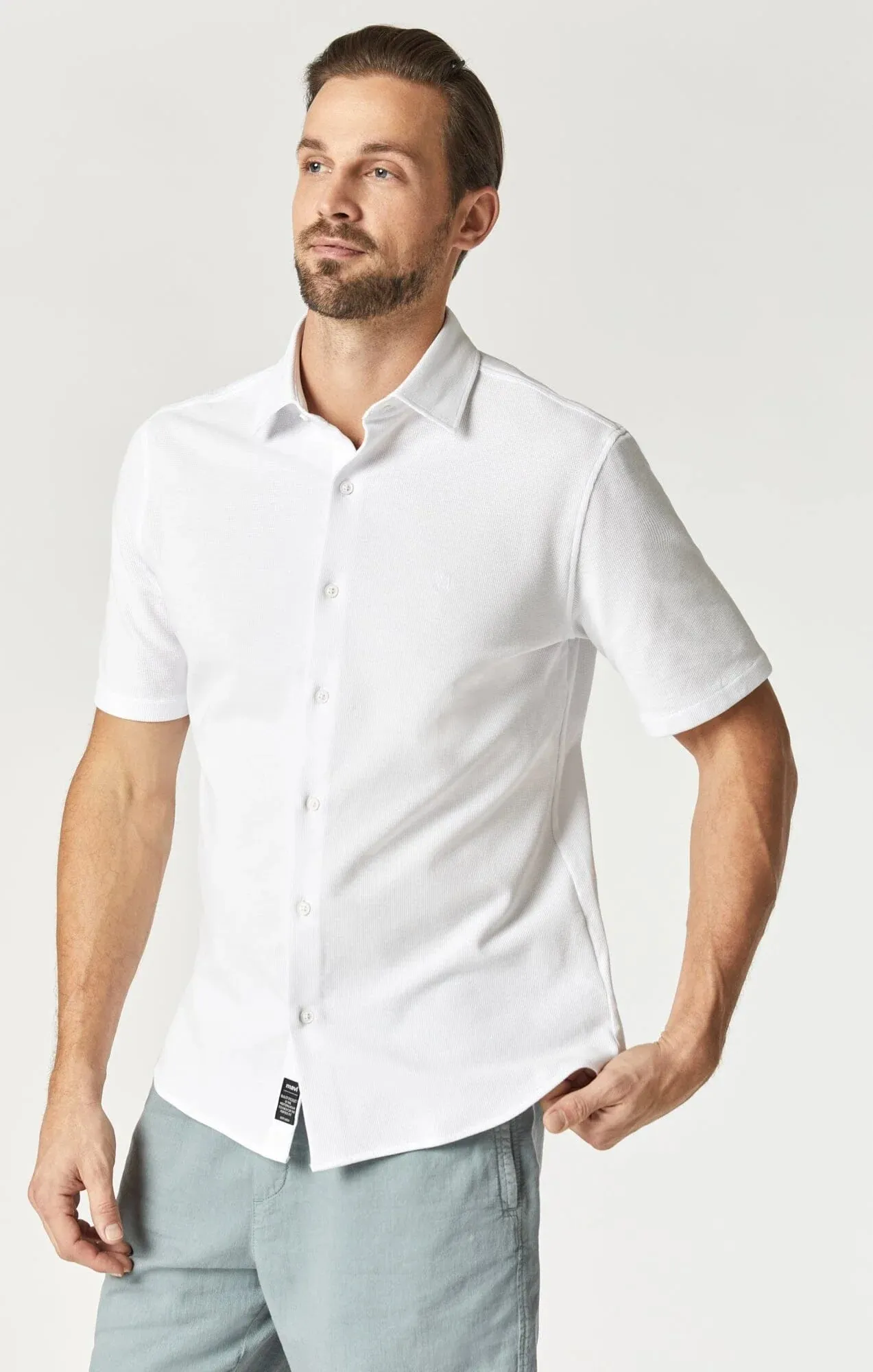 MAVI: Short Sleeve Waffle Button-Down Shirt