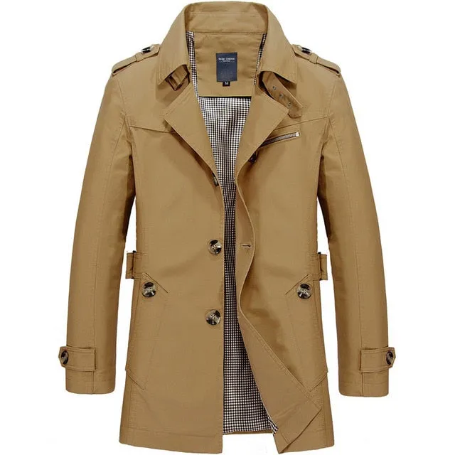 Men Jacket Coat Fashion Trench Coat New Spring Brand Casual Fit Overcoat Jacket Outerwear Male