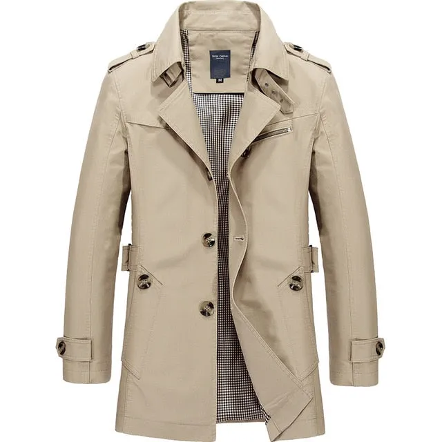 Men Jacket Coat Fashion Trench Coat New Spring Brand Casual Fit Overcoat Jacket Outerwear Male