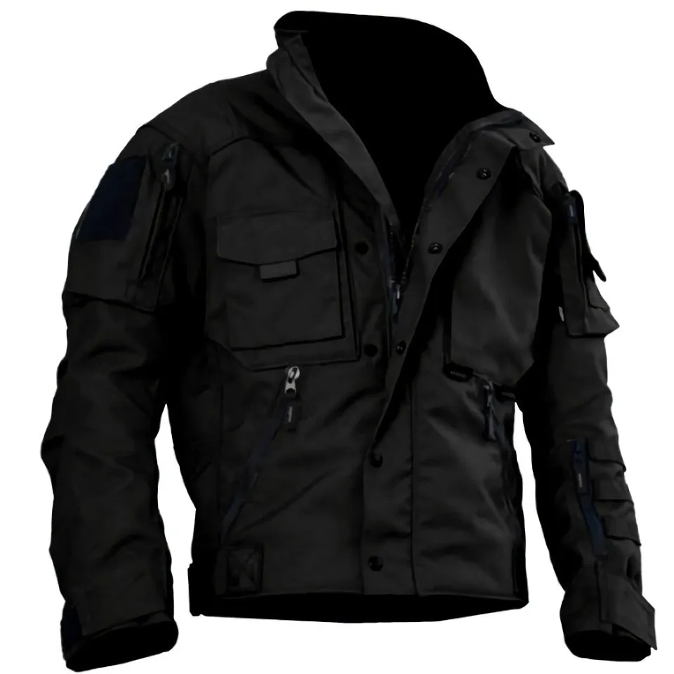 Men Military Waterproof Multi Pocket Cargo Windbreaker Coats