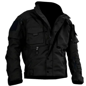 Men Military Waterproof Multi Pocket Cargo Windbreaker Coats