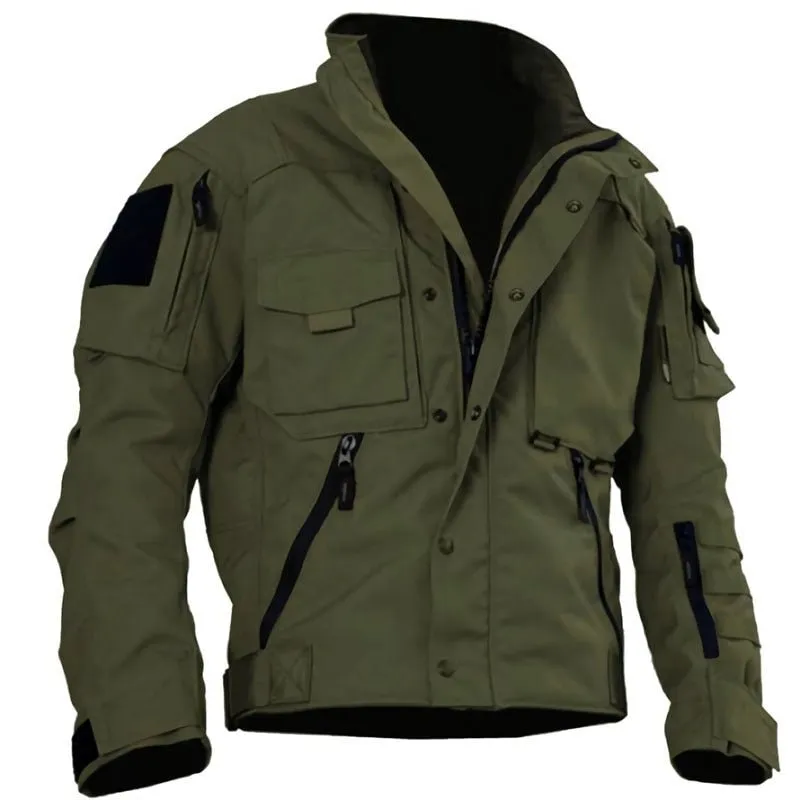 Men Military Waterproof Multi Pocket Cargo Windbreaker Coats