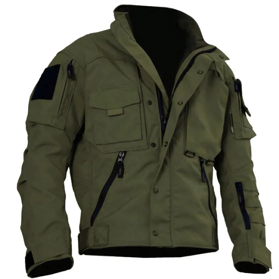 Men Military Waterproof Multi Pocket Cargo Windbreaker Coats