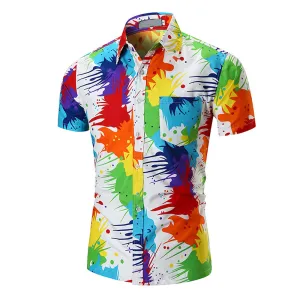 Men's Button down Tailor Fit Soft 100% Cotton Short Sleeve Dress Shirt White Multi Color casual And Formal