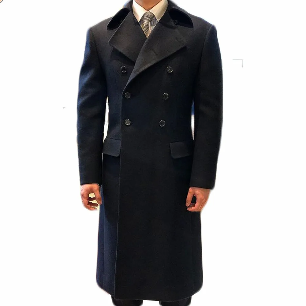 Men's Double Breasted Thick Loose Mid-Length Coat