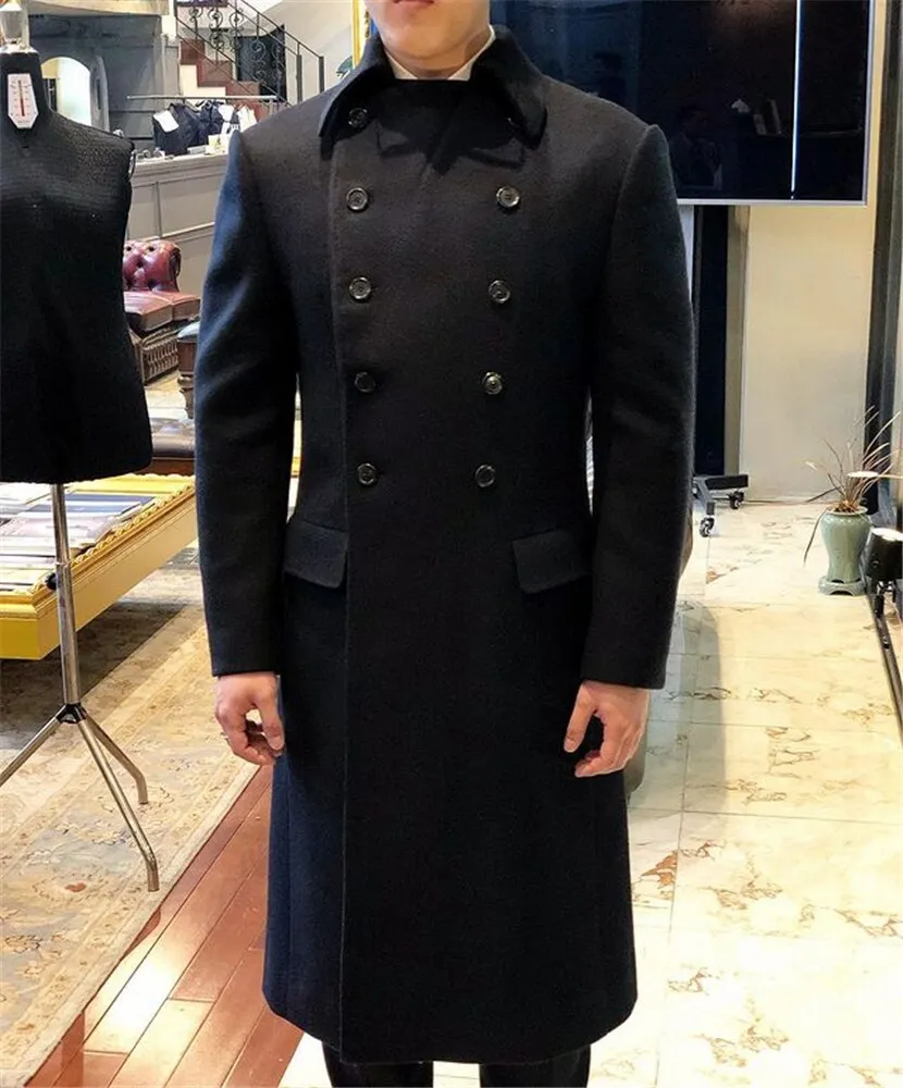 Men's Double Breasted Thick Loose Mid-Length Coat