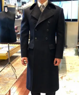 Men's Double Breasted Thick Loose Mid-Length Coat