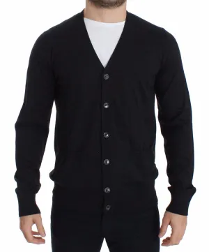 Mens Gray Wool Cardigan Sweater Pullover Top