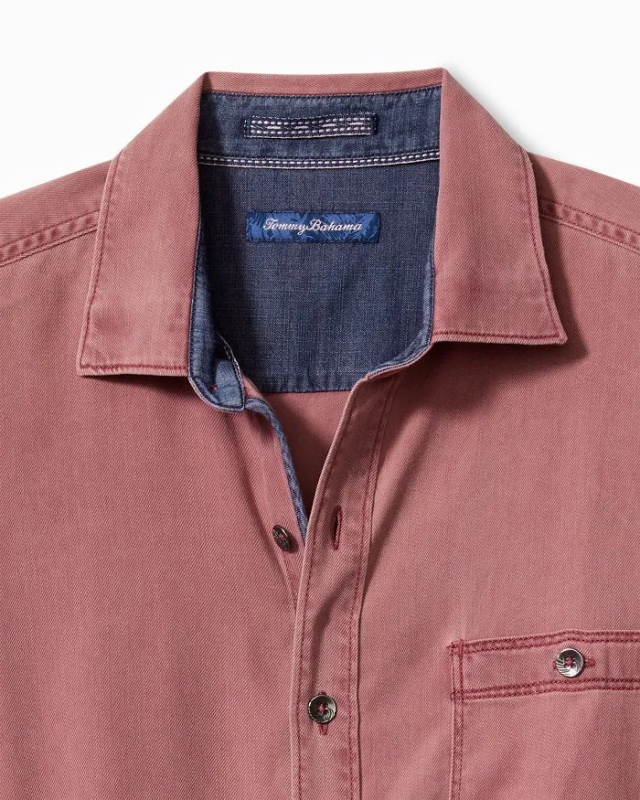 Men's Tommy Bahama |  Ocean Wash Twill Long-Sleeve Shirt | Rubywine
