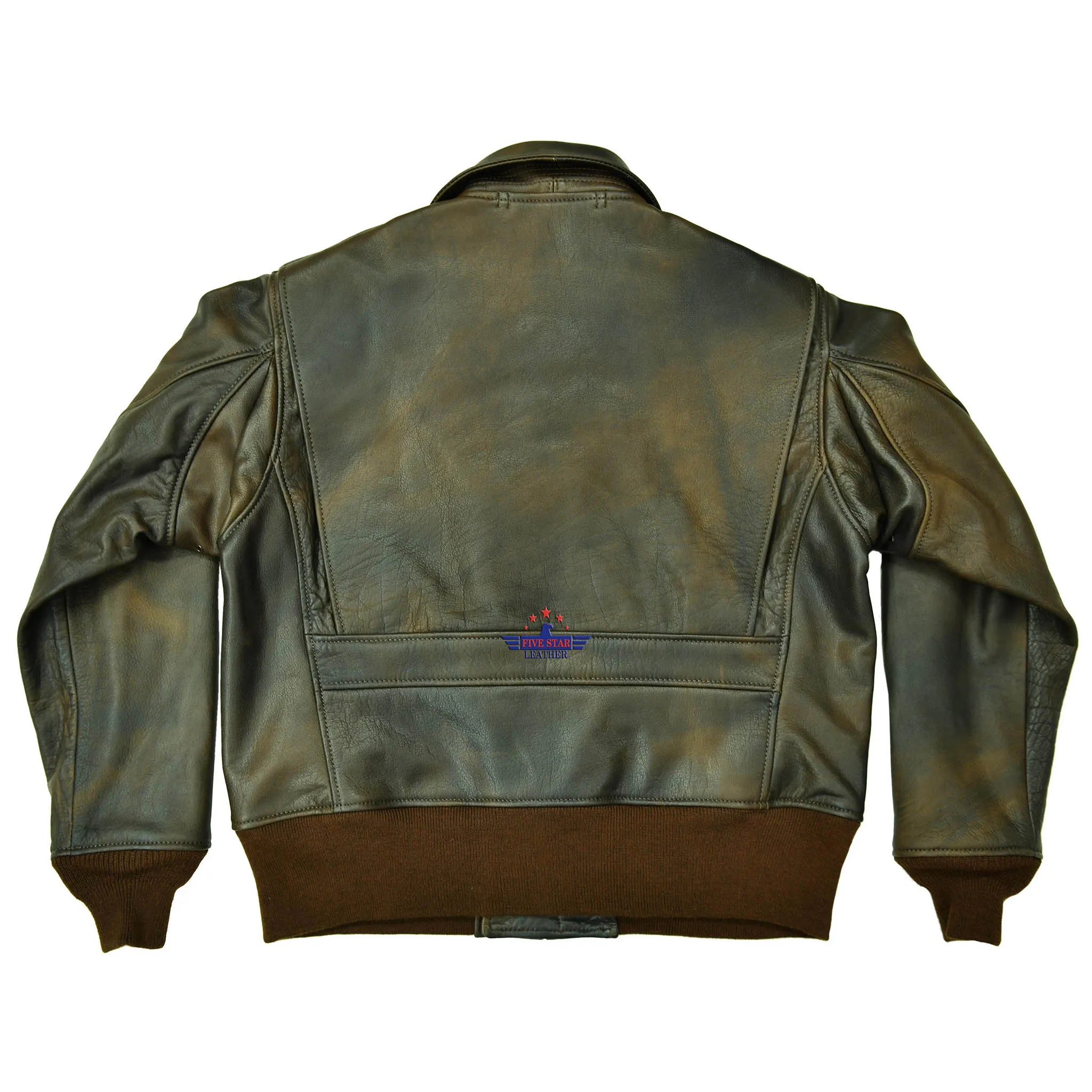 MEN'S VINTAGE WWII REPRO ANJ-3 MILITARY FLIGHT AVIATOR REAL BUFFALO HIDE LEATHER JACKET