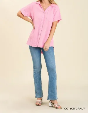 Mineral Wash Button Down Top