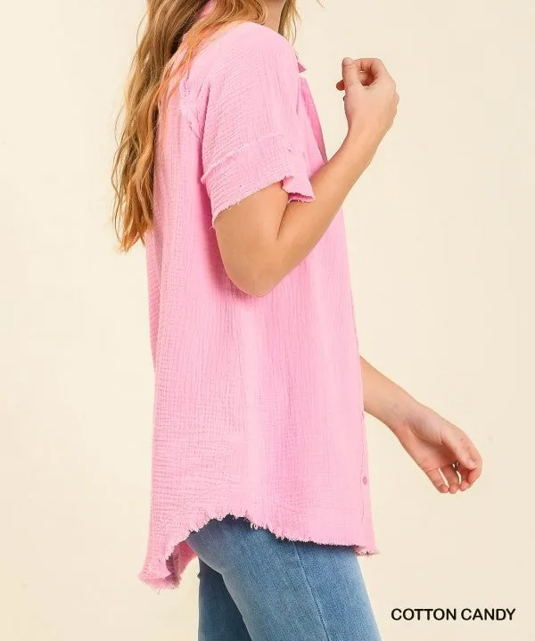Mineral Wash Button Down Top