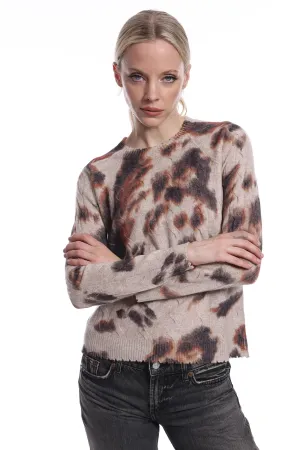 Minnie Rose Cable Printed Crew Neck