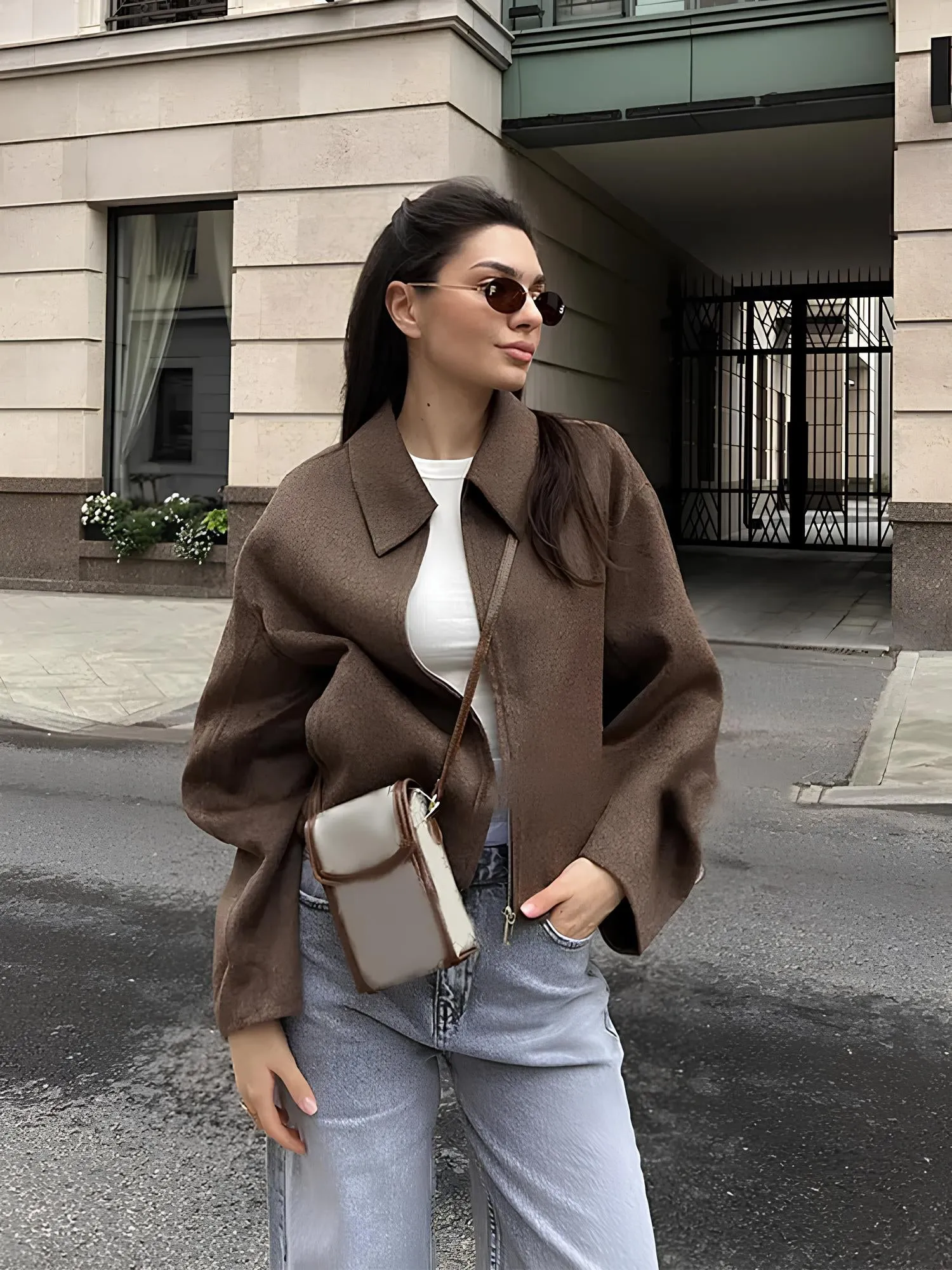 Modern Chic Solid Color Woolen Jacket