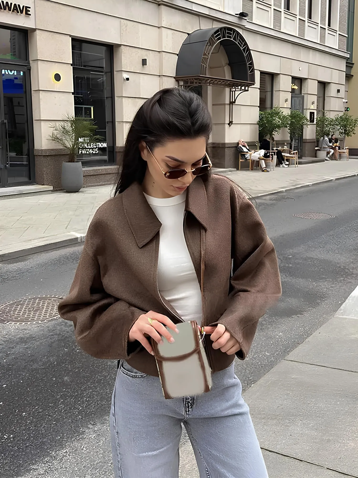 Modern Chic Solid Color Woolen Jacket