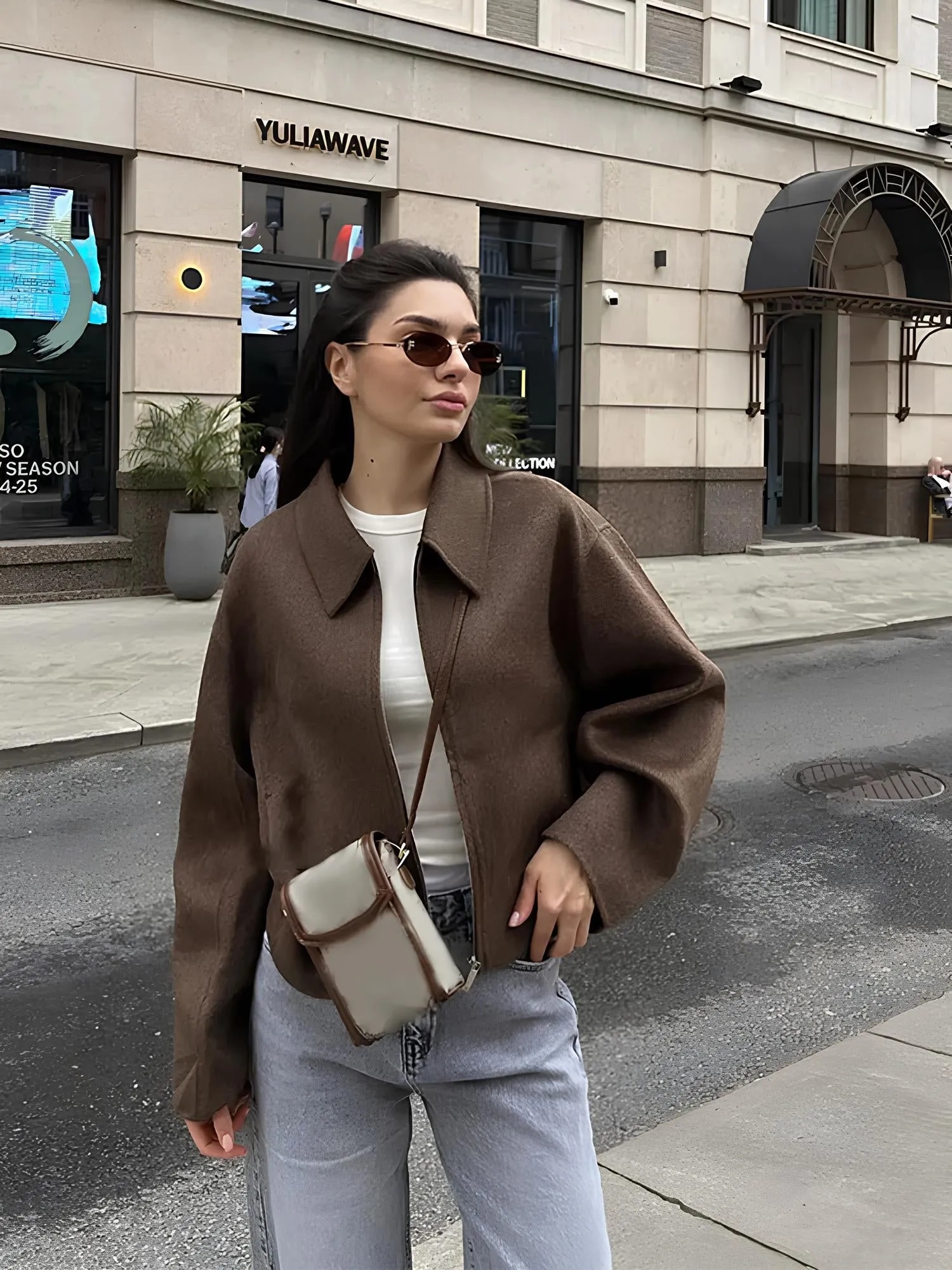 Modern Chic Solid Color Woolen Jacket
