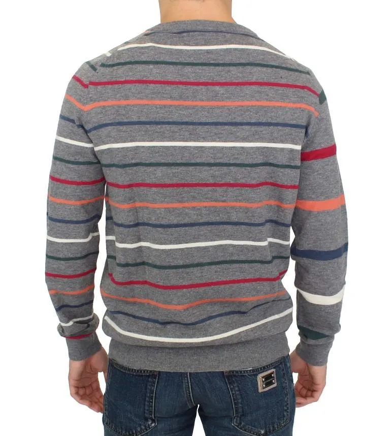 Multicolor stripes wool cardigan sweater