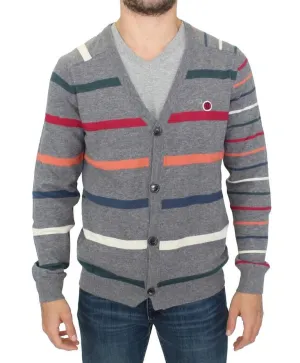 Multicolor stripes wool cardigan sweater