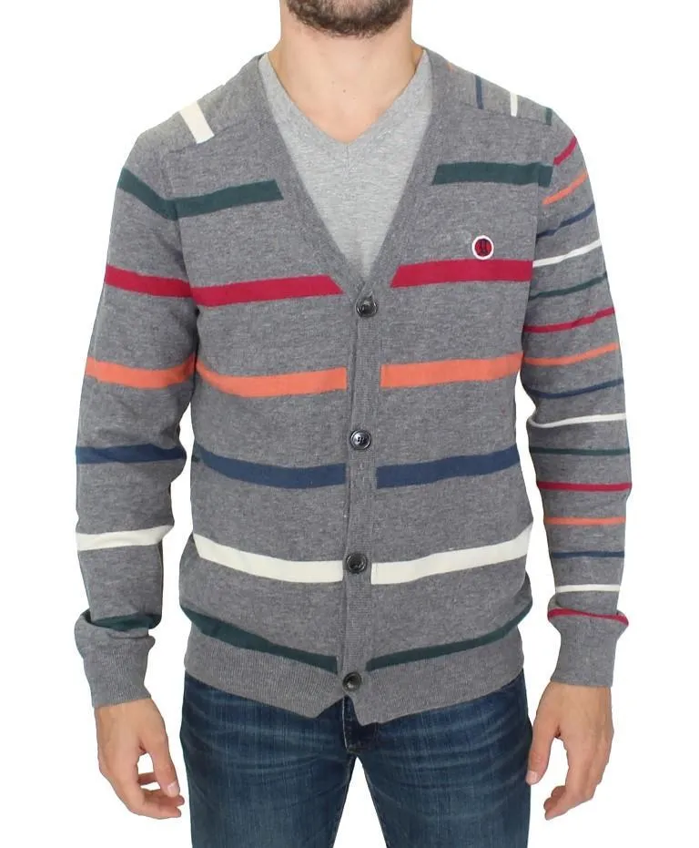 Multicolor stripes wool cardigan sweater