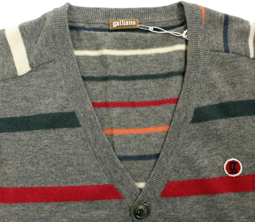 Multicolor stripes wool cardigan sweater