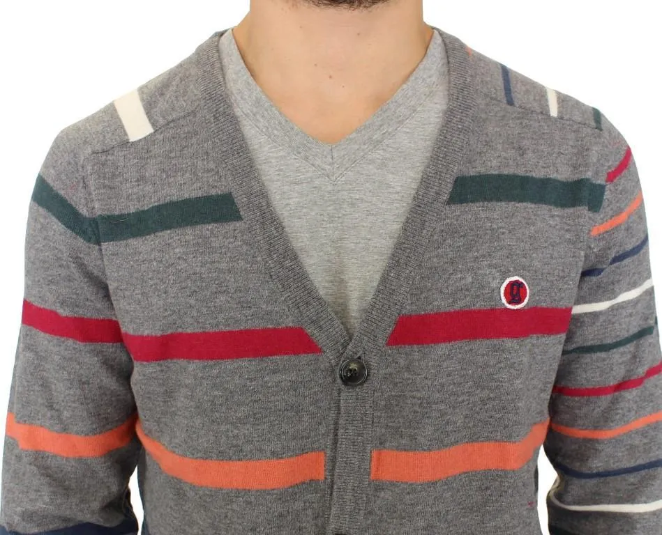 Multicolor stripes wool cardigan sweater