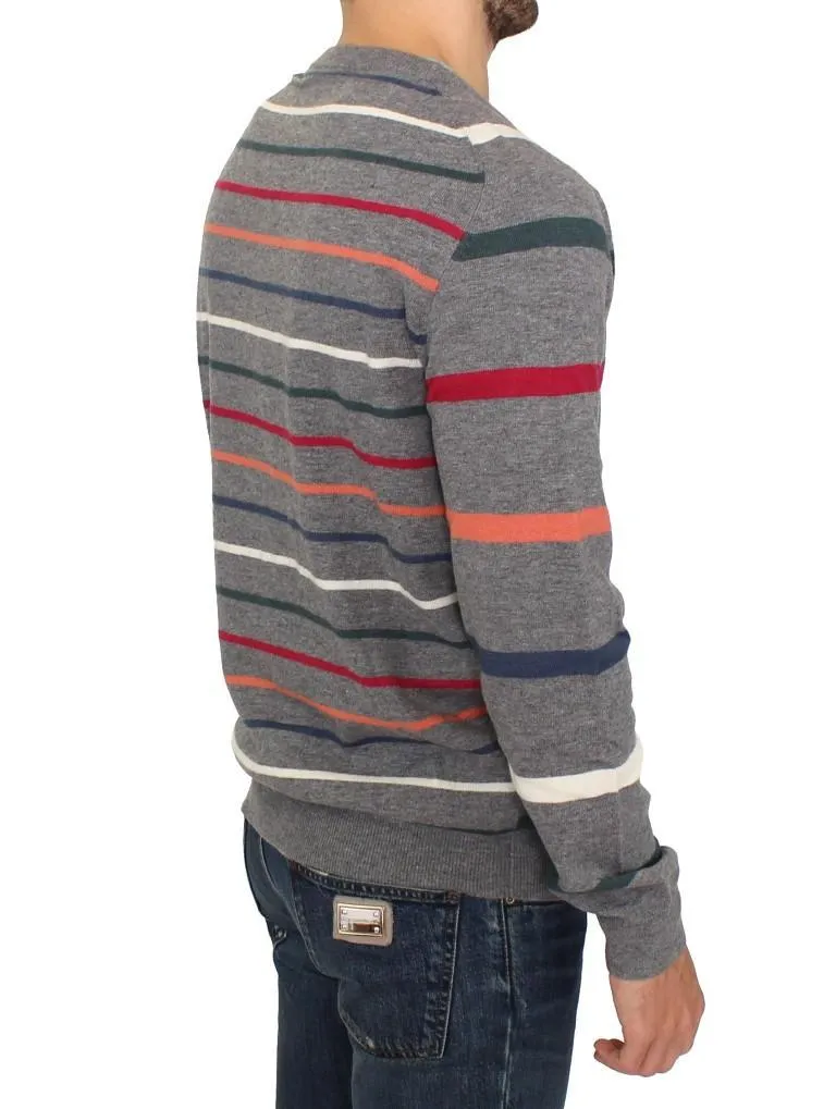 Multicolor stripes wool cardigan sweater