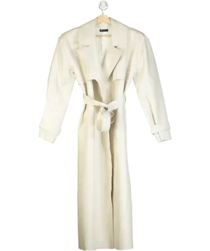Naked Wardrobe Cream Vegan Leather Trench Coat UK XS