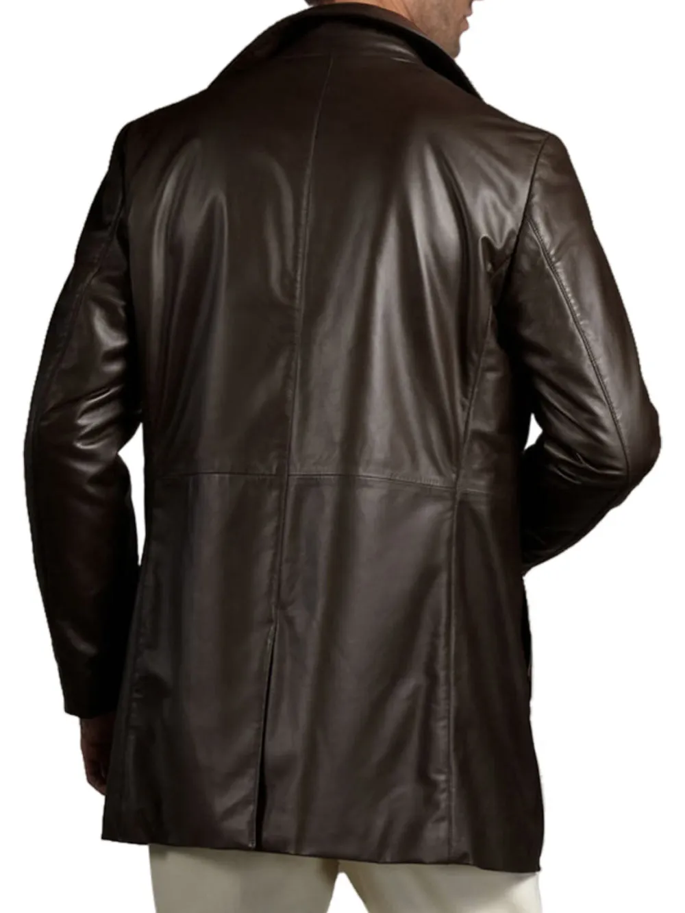 Napoleonic Trench Leather Coat for Men