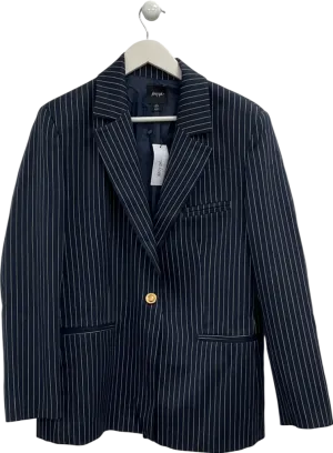 Nasty Gal Blue Premium Pinstripe Single Breasted Blazer UK 8
