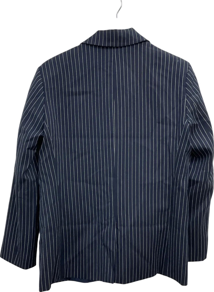 Nasty Gal Blue Premium Pinstripe Single Breasted Blazer UK 8