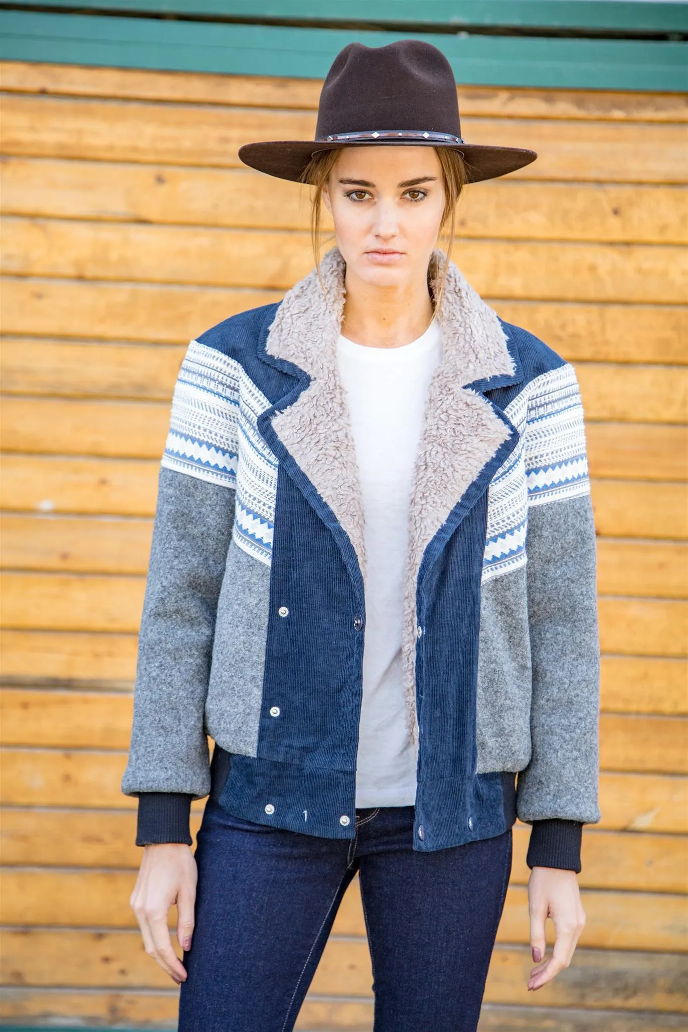 Navajo Stripe Bomber Jacket