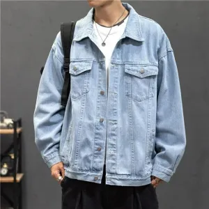 NEW REDHOTYPE New Denim Jacket Men Vintage Jean Coats Streetwear Fashion Jean Jacket Men Turn Down Collar Denim Outerwear Cotton Bomber Jacket, Sz 2XL
