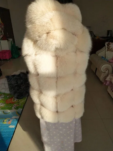 Now new brand natural fox fur vest hood thick fur high quality removable hood female fur coat vest
