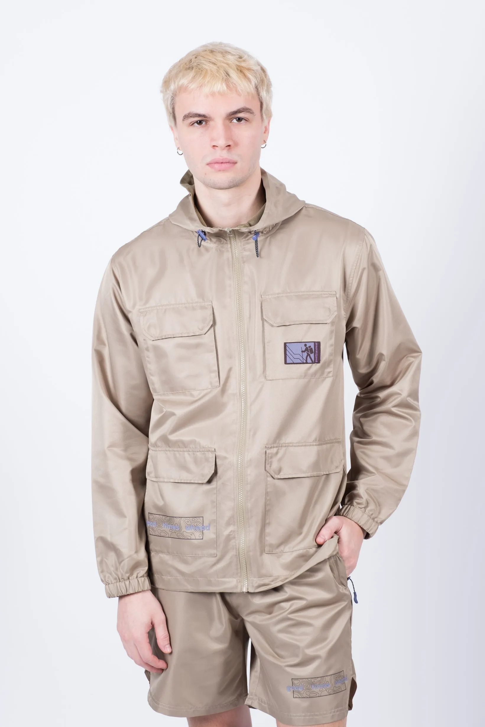 Olive Gray Good Times Ahead Nylon Jacket