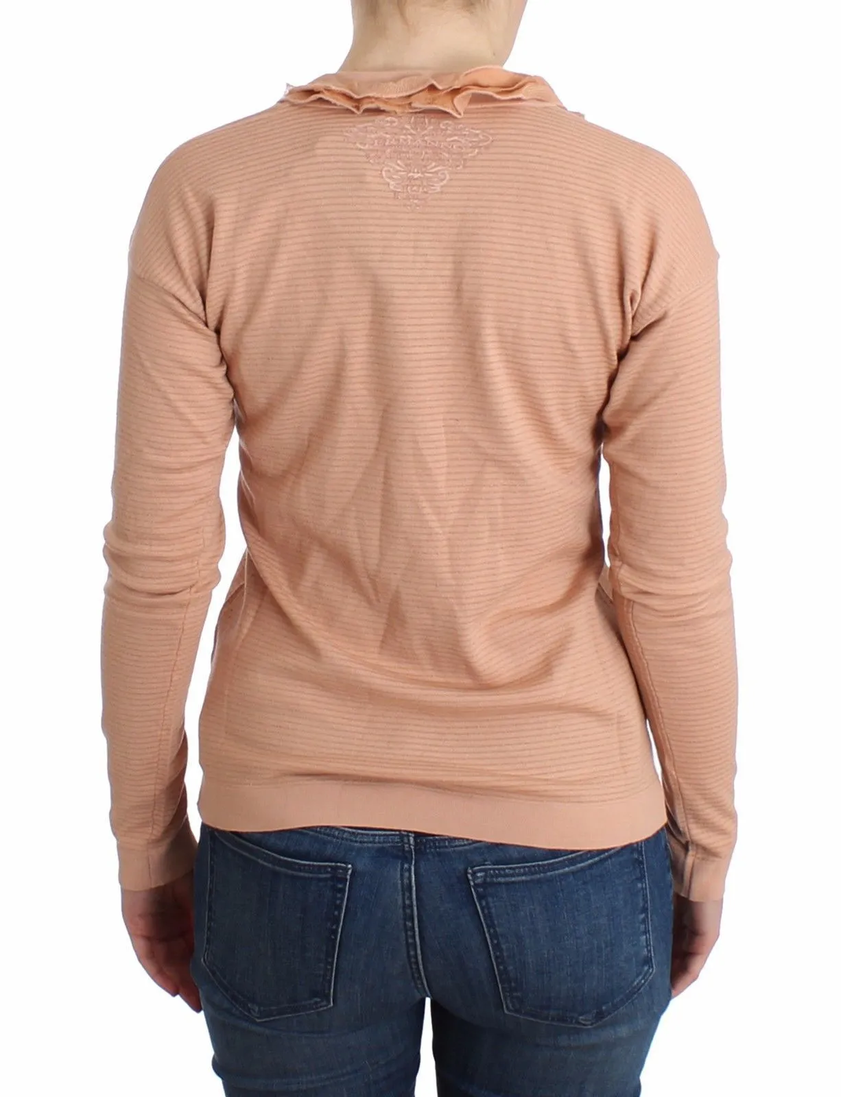 Orange Wool Blend Striped Long Sleeve Top