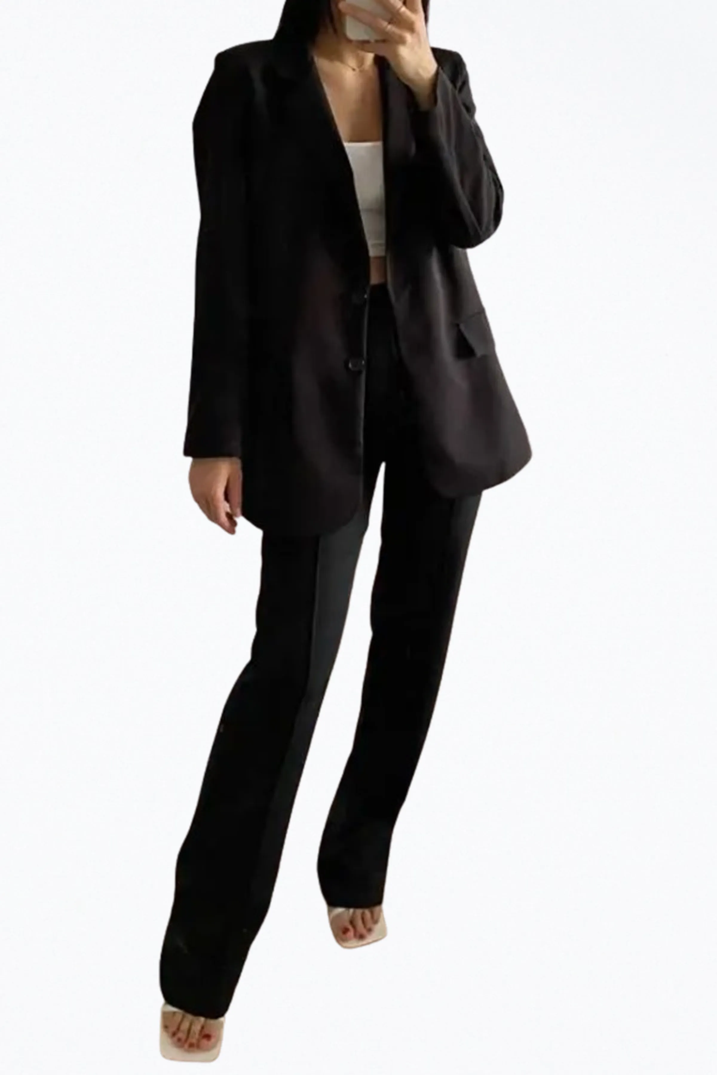 OVERSIZED SINGLE-BREASTED TWILL CREPE BLAZER