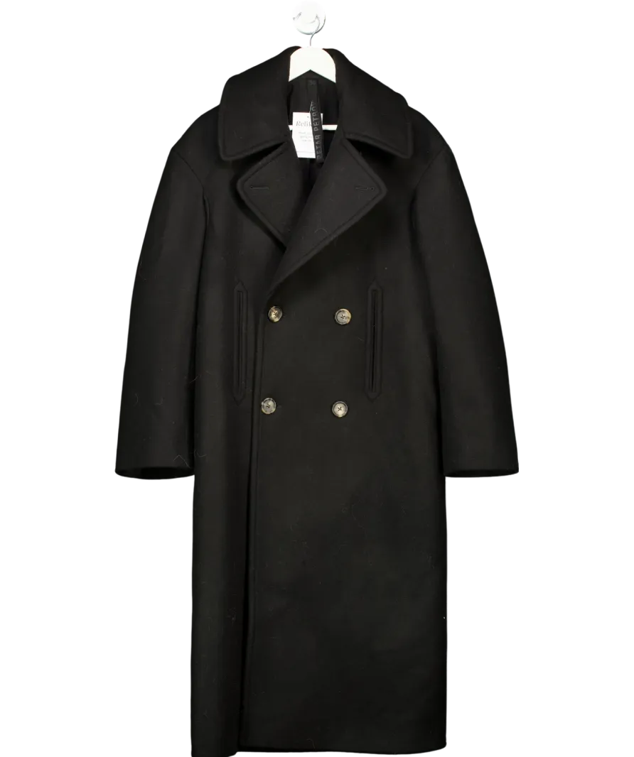 Petar Petrov Black Matin Oversized Double Breasted Coat UK 8
