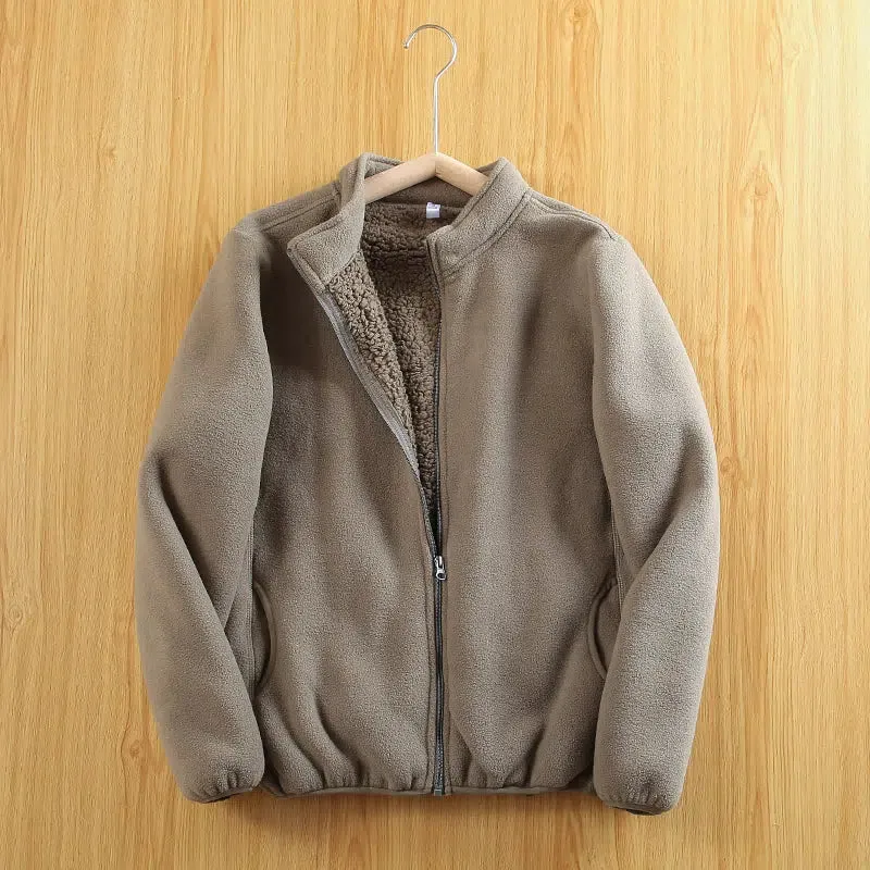 Polar Fleece Double Layer Cardigan Sweatshirt