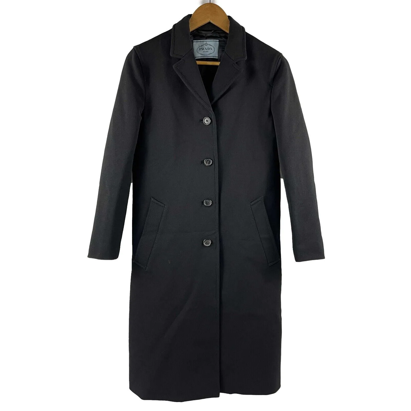Prada - Nylon Double Pocket Long Overcoat Jacket - Black - 38 US 2