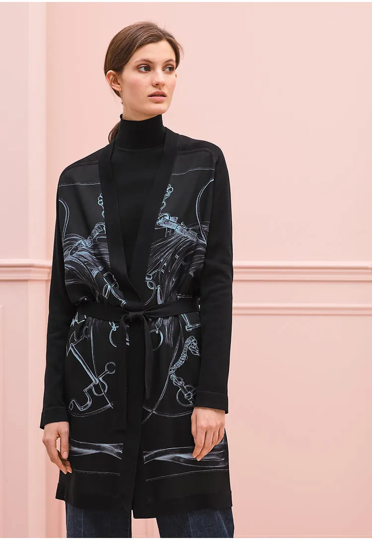 printed silk sweater knit jackets