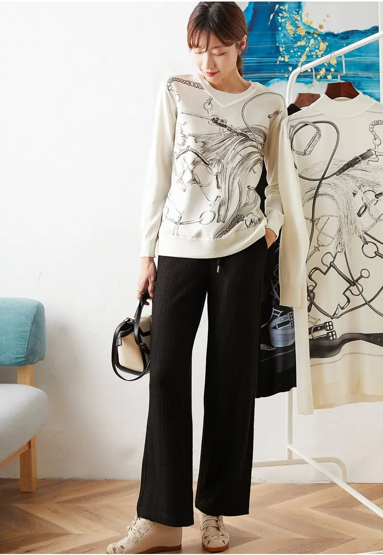 printed silk sweater knit jackets