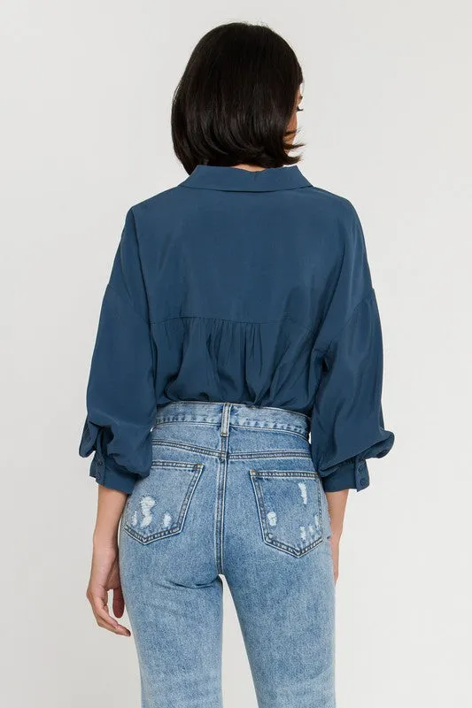 Priscilla Blue Button Down
