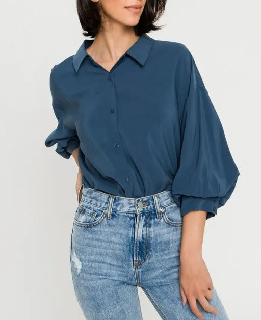 Priscilla Blue Button Down