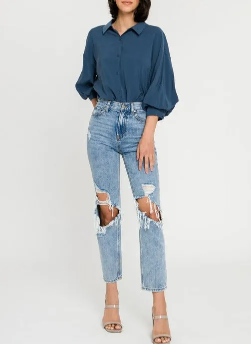 Priscilla Blue Button Down