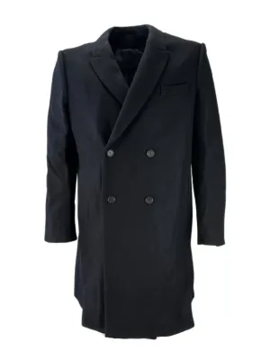 PUBLIC SCHOOL Men's Black Double-Breasted Virgin Wool Coat NWT