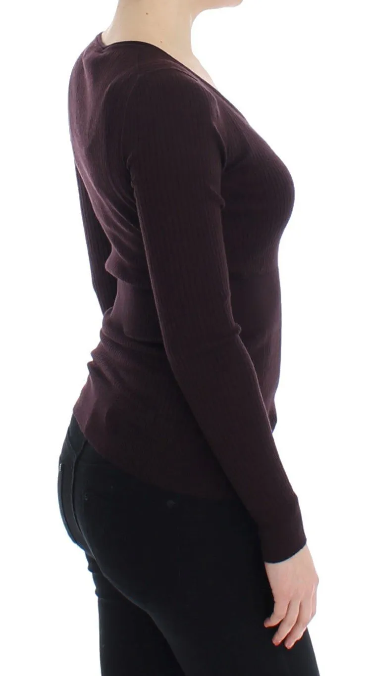 Purple Cashmere Henley Sweater Pullover