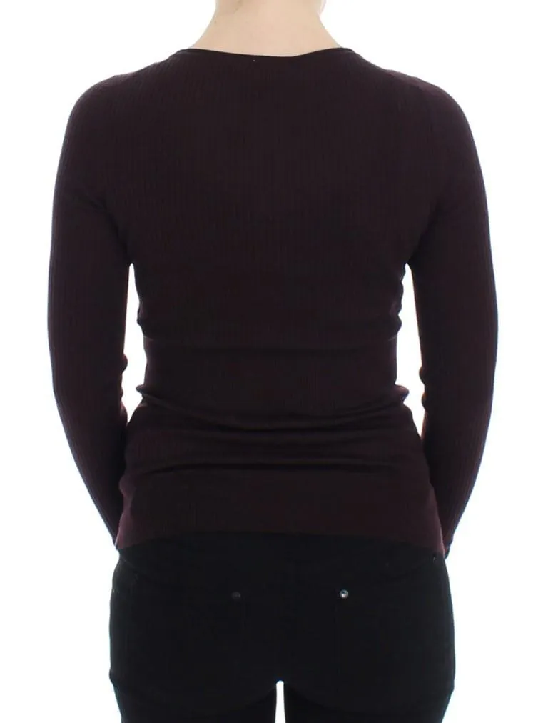 Purple Cashmere Henley Sweater Pullover