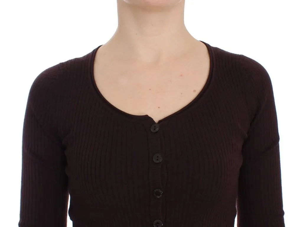 Purple Cashmere Henley Sweater Pullover
